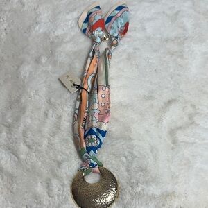 Piper K scarf necklace with gold pendant